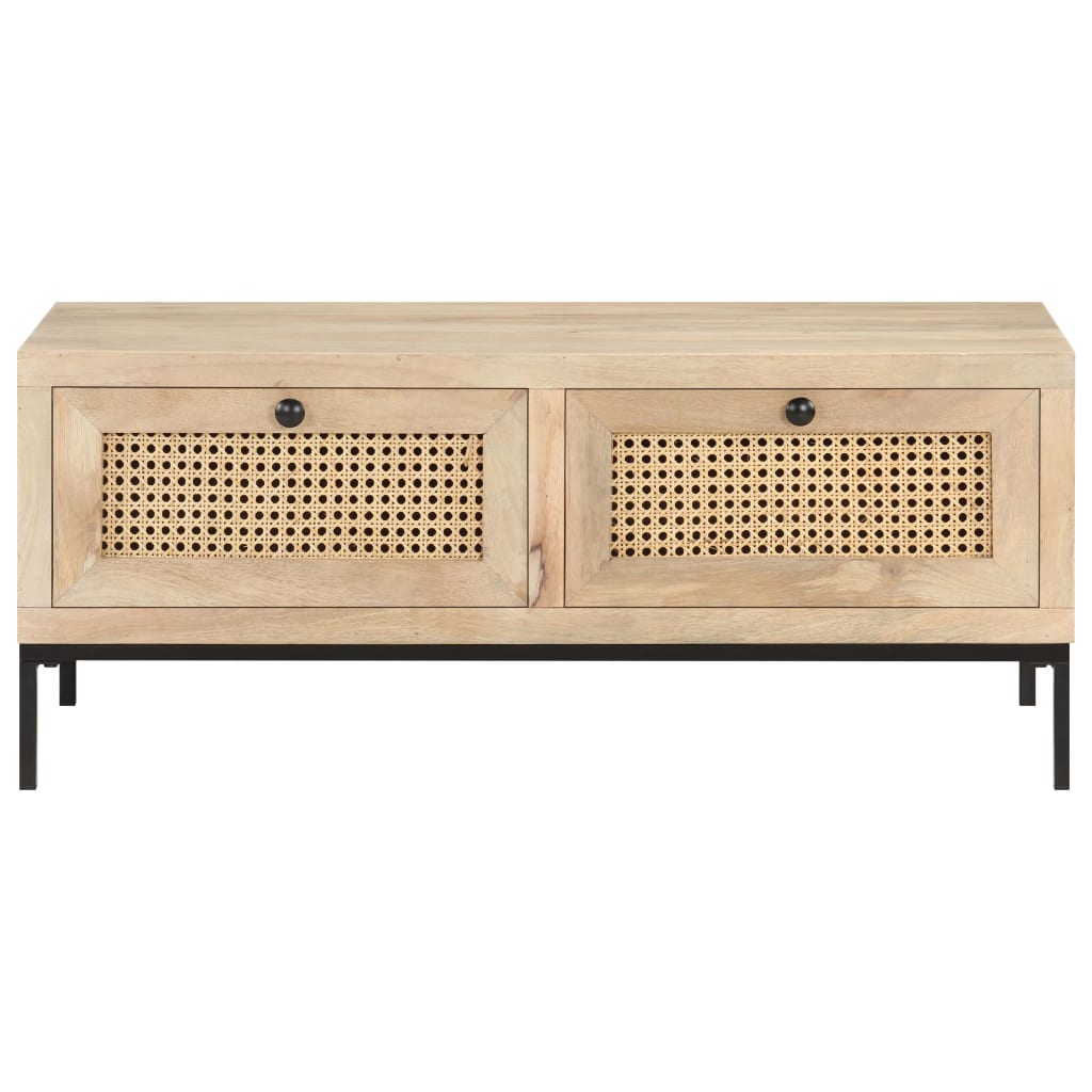 Konferenční Stolek 90X50X37 Cm Masivní Mangovník Přírodní Rákos