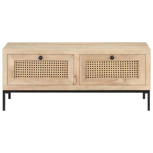 Konferenční Stolek 90X50X37 Cm Masivní Mangovník Přírodní Rákos