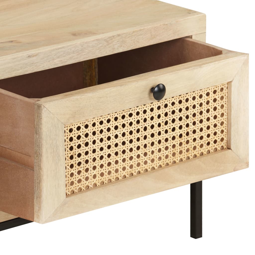 Konferenční Stolek 90X50X37 Cm Masivní Mangovník Přírodní Rákos