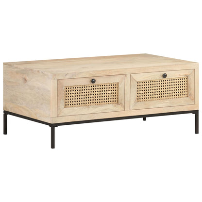 Konferenční Stolek 90X50X37 Cm Masivní Mangovník Přírodní Rákos