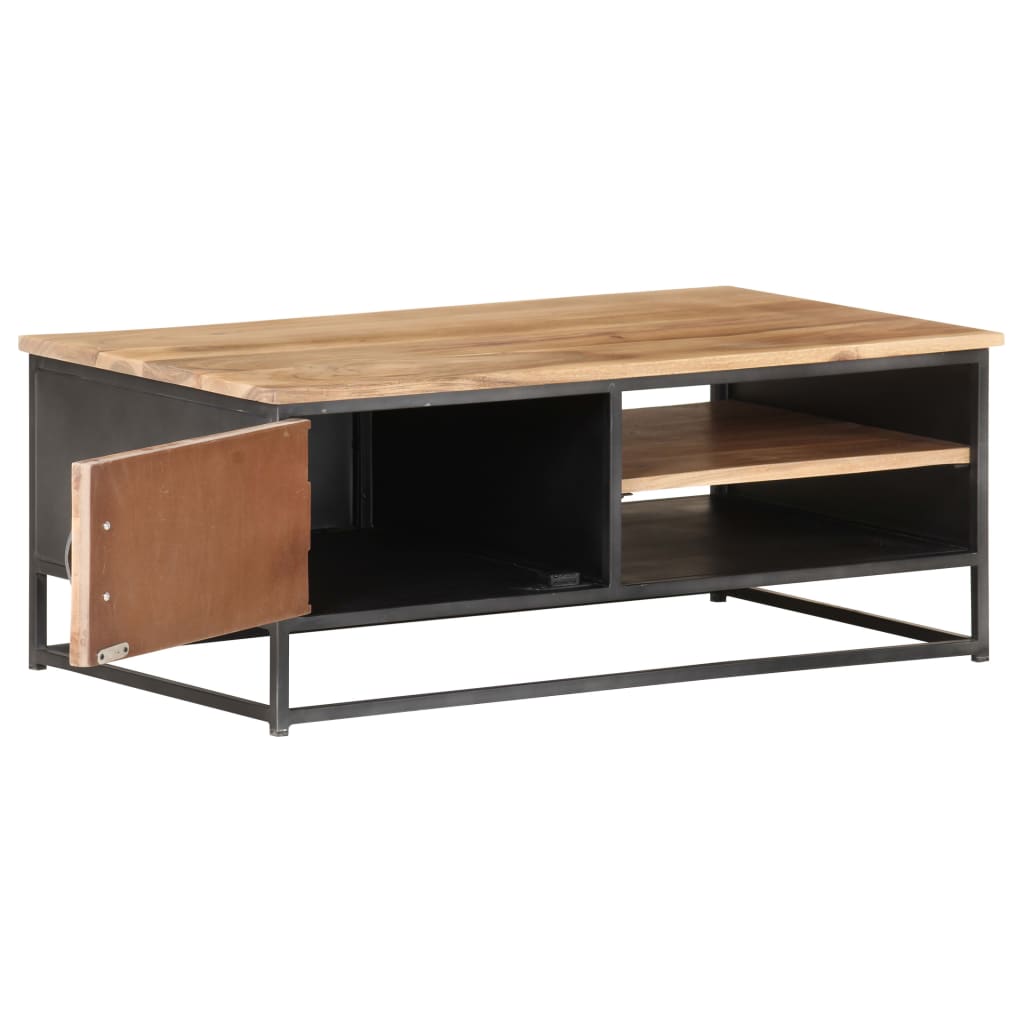 Konferenční Stolek Šedý 90 X 50 X 35 Cm Masivní Akáciové Dřevo