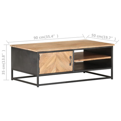 Konferenční Stolek Šedý 90 X 50 X 35 Cm Masivní Akáciové Dřevo