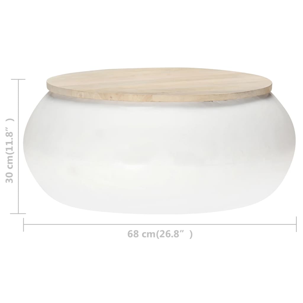 Konferenční Stolek Bílý 68 X 68 X 30 Cm Masivní Mangovník