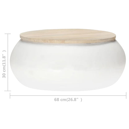 Konferenční Stolek Bílý 68 X 68 X 30 Cm Masivní Mangovník