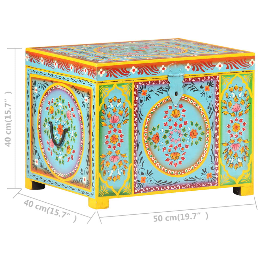 Ručně Malovaný Úložný Box 50 X 40 X 40 Cm Masivní Mangovník