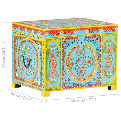 Ručně Malovaný Úložný Box 50 X 40 X 40 Cm Masivní Mangovník