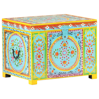 Ručně Malovaný Úložný Box 50 X 40 X 40 Cm Masivní Mangovník