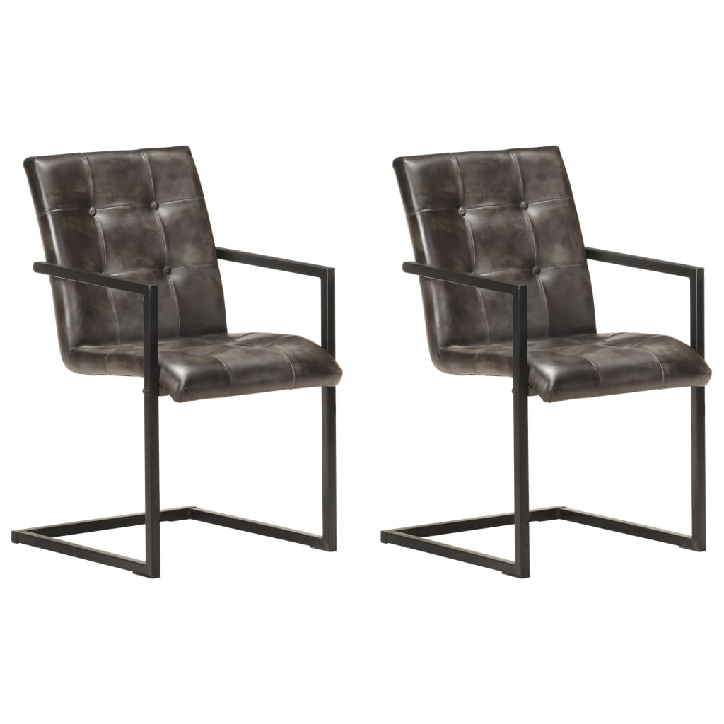 Konzolové Jídelní Židle 4 Ks Černé Pravá Kůže