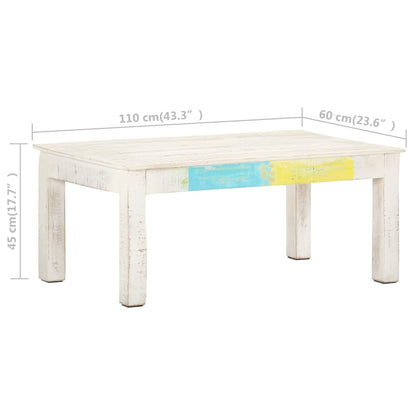 Konferenční Stolek Bílý 110X60X45 Cm Masivní Mangovníkové Dřevo