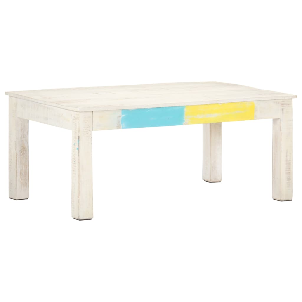 Konferenční Stolek Bílý 110X60X45 Cm Masivní Mangovníkové Dřevo