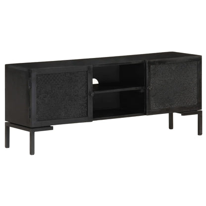 Tv Stolek Černý 115 X 30 X 46 Cm Masivní Mangovníkové Dřevo Vícebarevný