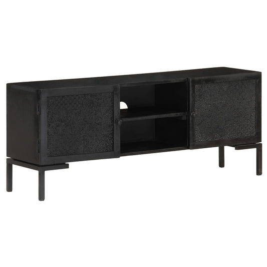 Tv Stolek Černý 115 X 30 X 46 Cm Masivní Mangovníkové Dřevo Vícebarevný