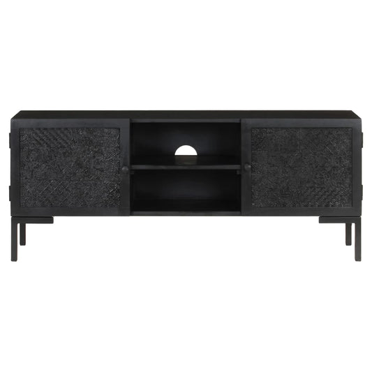 Tv Stolek Černý 115 X 30 X 46 Cm Masivní Mangovníkové Dřevo Vícebarevný