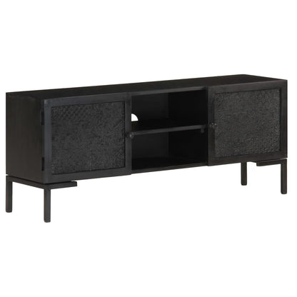 Tv Stolek Černý 115 X 30 X 46 Cm Masivní Mangovníkové Dřevo Vícebarevný