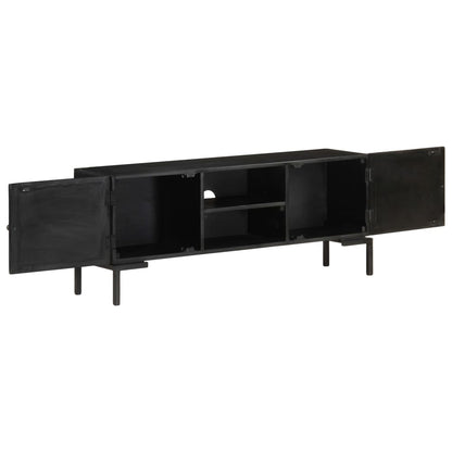 Tv Stolek Černý 115 X 30 X 46 Cm Masivní Mangovníkové Dřevo Vícebarevný