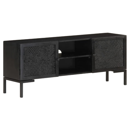 Tv Stolek Černý 115 X 30 X 46 Cm Masivní Mangovníkové Dřevo Vícebarevný