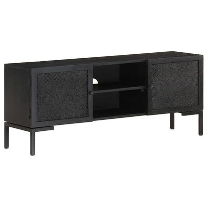 Tv Stolek Černý 115 X 30 X 46 Cm Masivní Mangovníkové Dřevo Vícebarevný