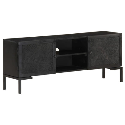 Tv Stolek Černý 115 X 30 X 46 Cm Masivní Mangovníkové Dřevo Vícebarevný