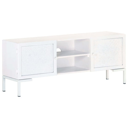 Tv Stolek Bílý 115 X 30 X 46 Cm Masivní Mangovníkové Dřevo
