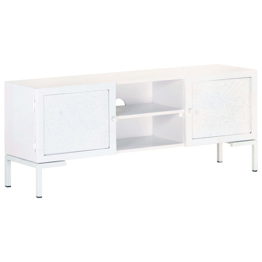 Tv Stolek Bílý 115 X 30 X 46 Cm Masivní Mangovníkové Dřevo