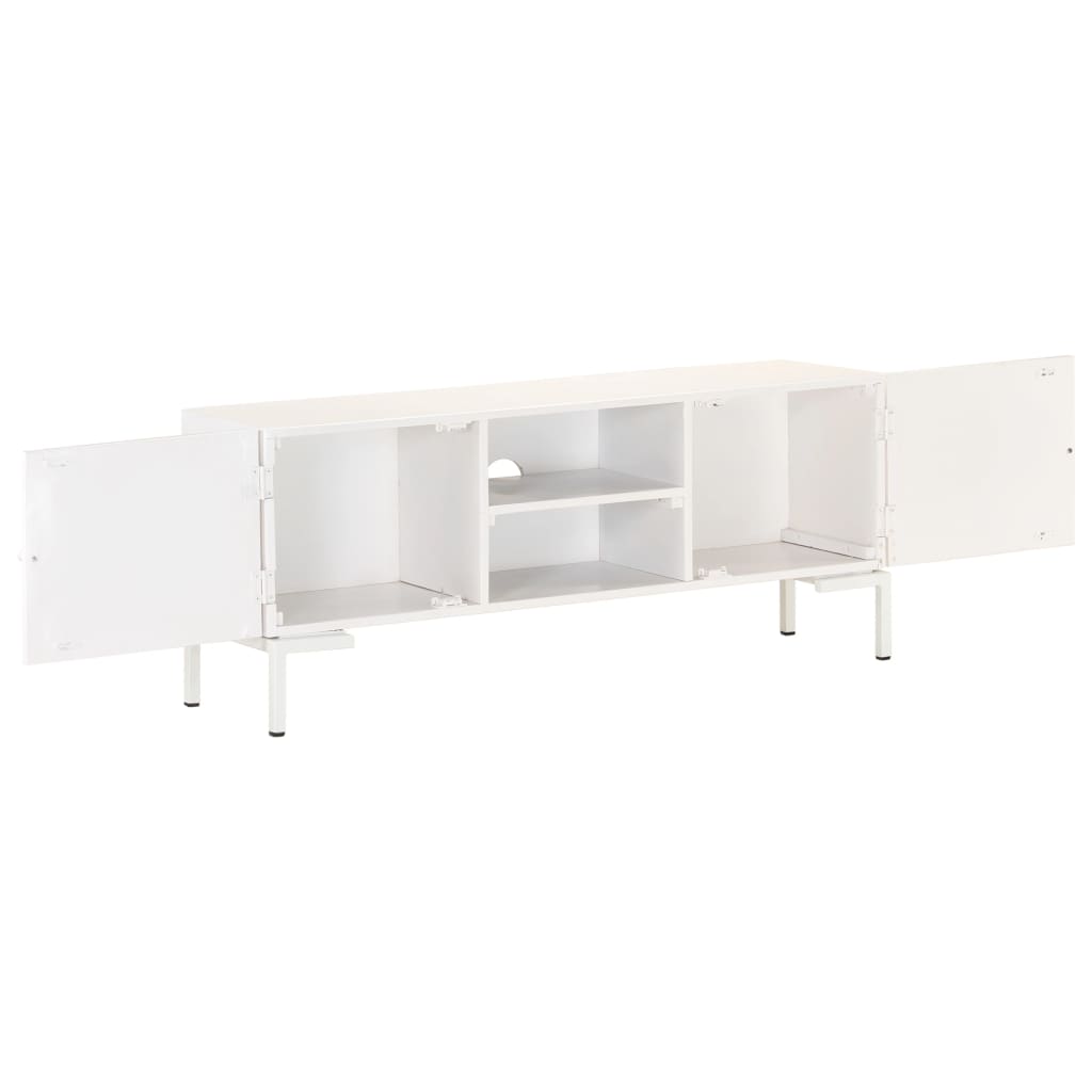 Tv Stolek Bílý 115 X 30 X 46 Cm Masivní Mangovníkové Dřevo