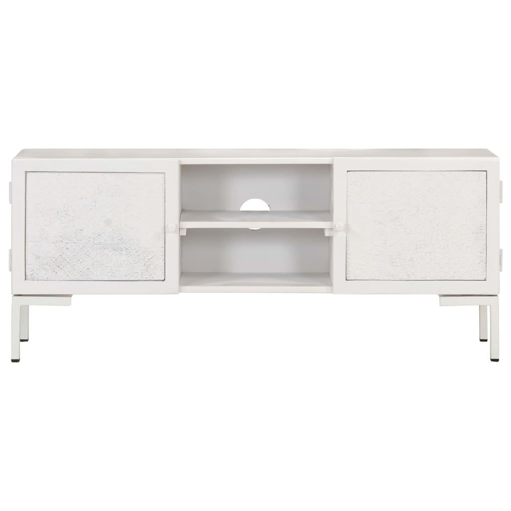 Tv Stolek Bílý 115 X 30 X 46 Cm Masivní Mangovníkové Dřevo