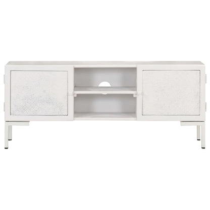 Tv Stolek Bílý 115 X 30 X 46 Cm Masivní Mangovníkové Dřevo