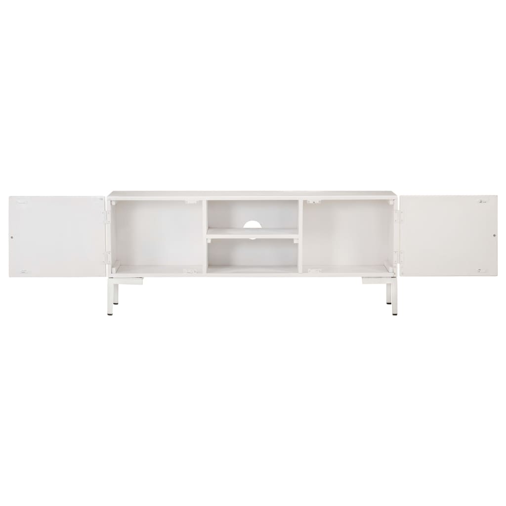Tv Stolek Bílý 115 X 30 X 46 Cm Masivní Mangovníkové Dřevo