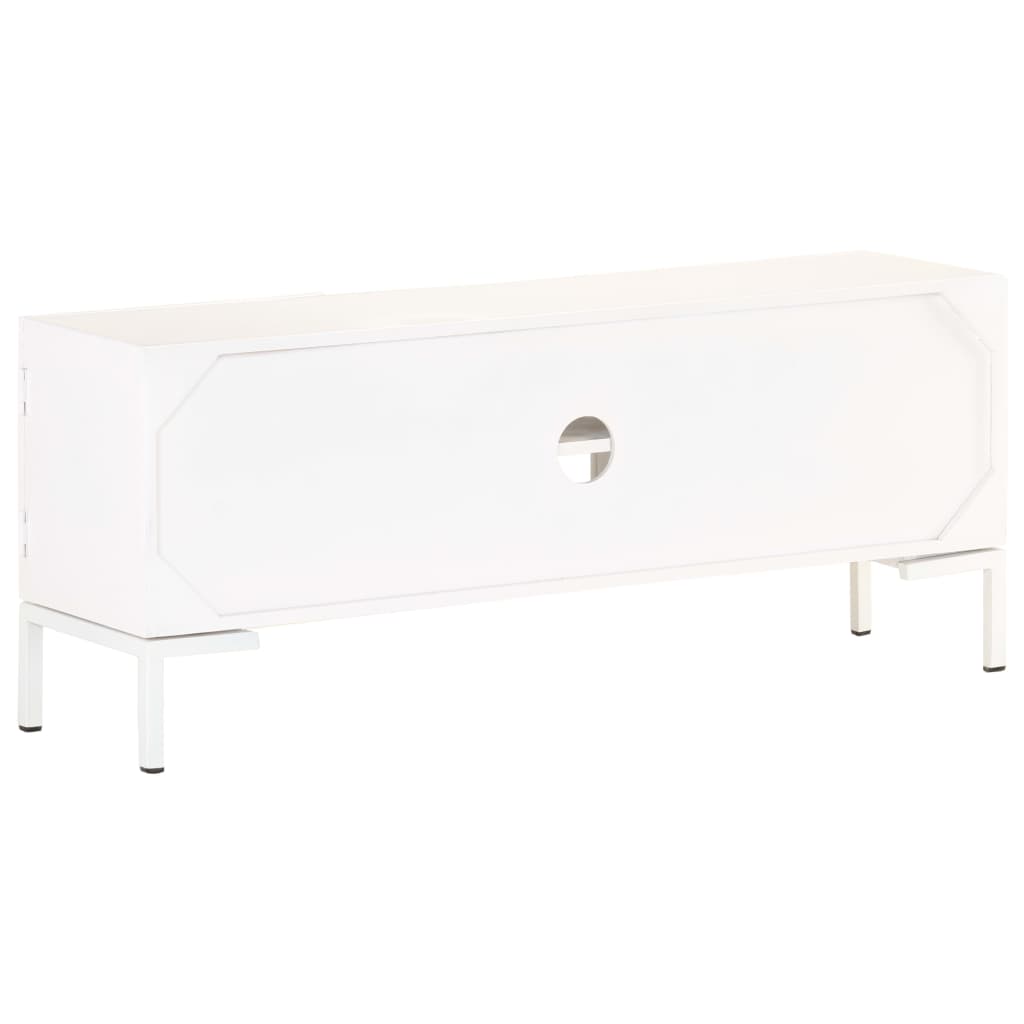 Tv Stolek Bílý 115 X 30 X 46 Cm Masivní Mangovníkové Dřevo