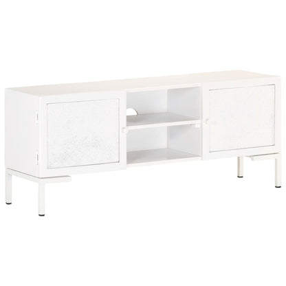 Tv Stolek Bílý 115 X 30 X 46 Cm Masivní Mangovníkové Dřevo