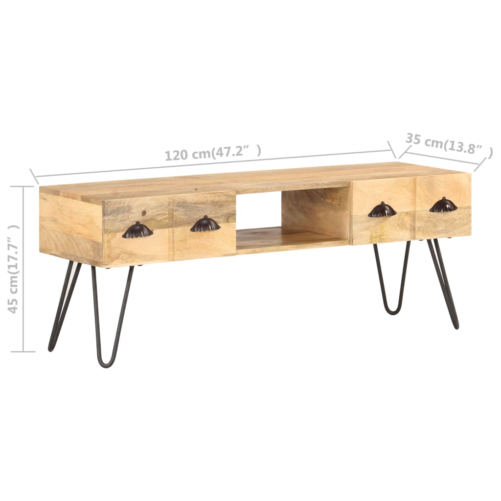 Tv Stolek 120 X 35 X 45 Cm Masivní Mangovníkové Dřevo