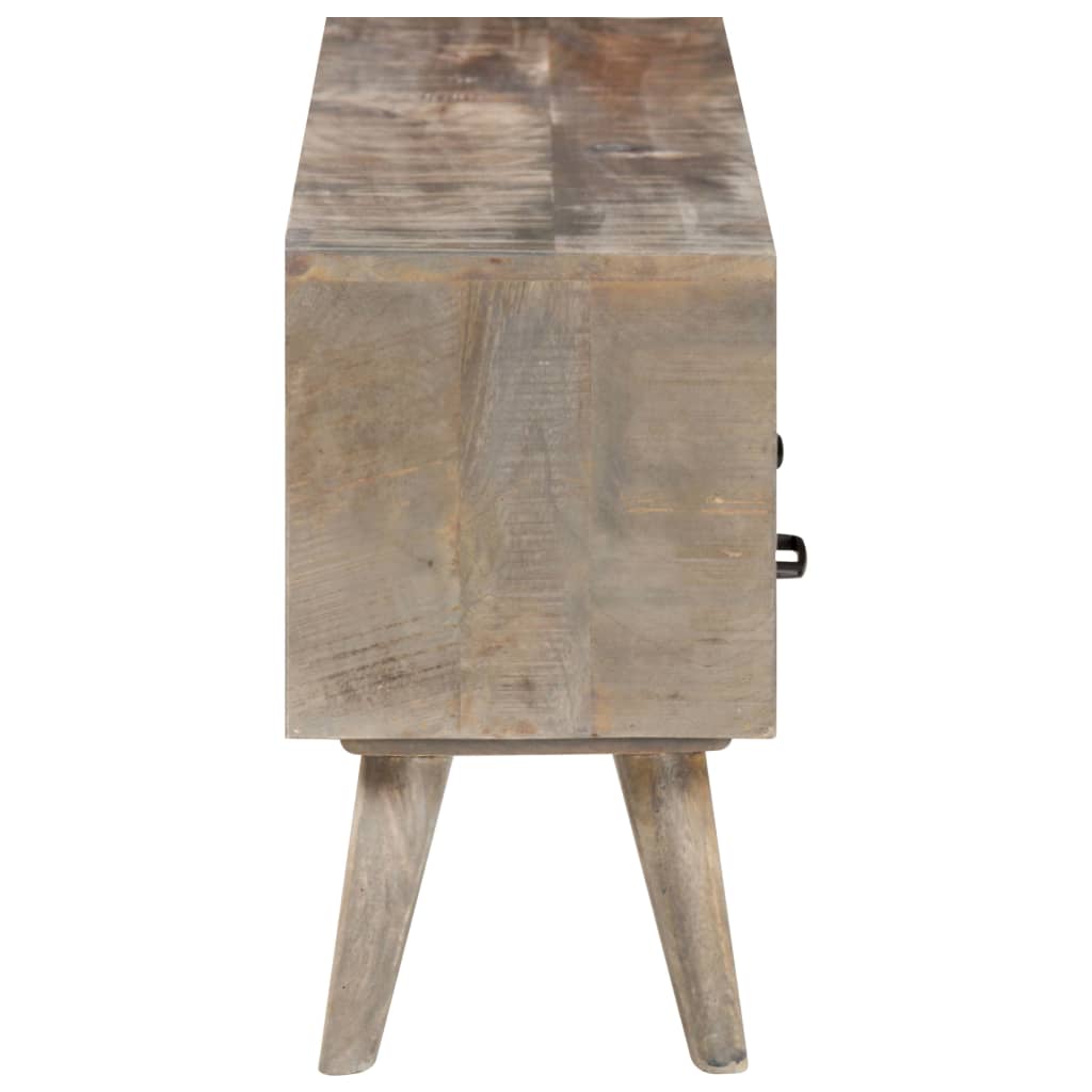 Tv Stolek Šedý 130 X 35 X 51 Cm Masivní Hrubý Mangovník Přírodní