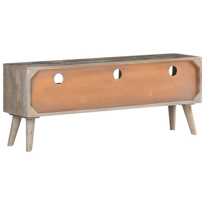 Tv Stolek Šedý 130 X 35 X 51 Cm Masivní Hrubý Mangovník Přírodní