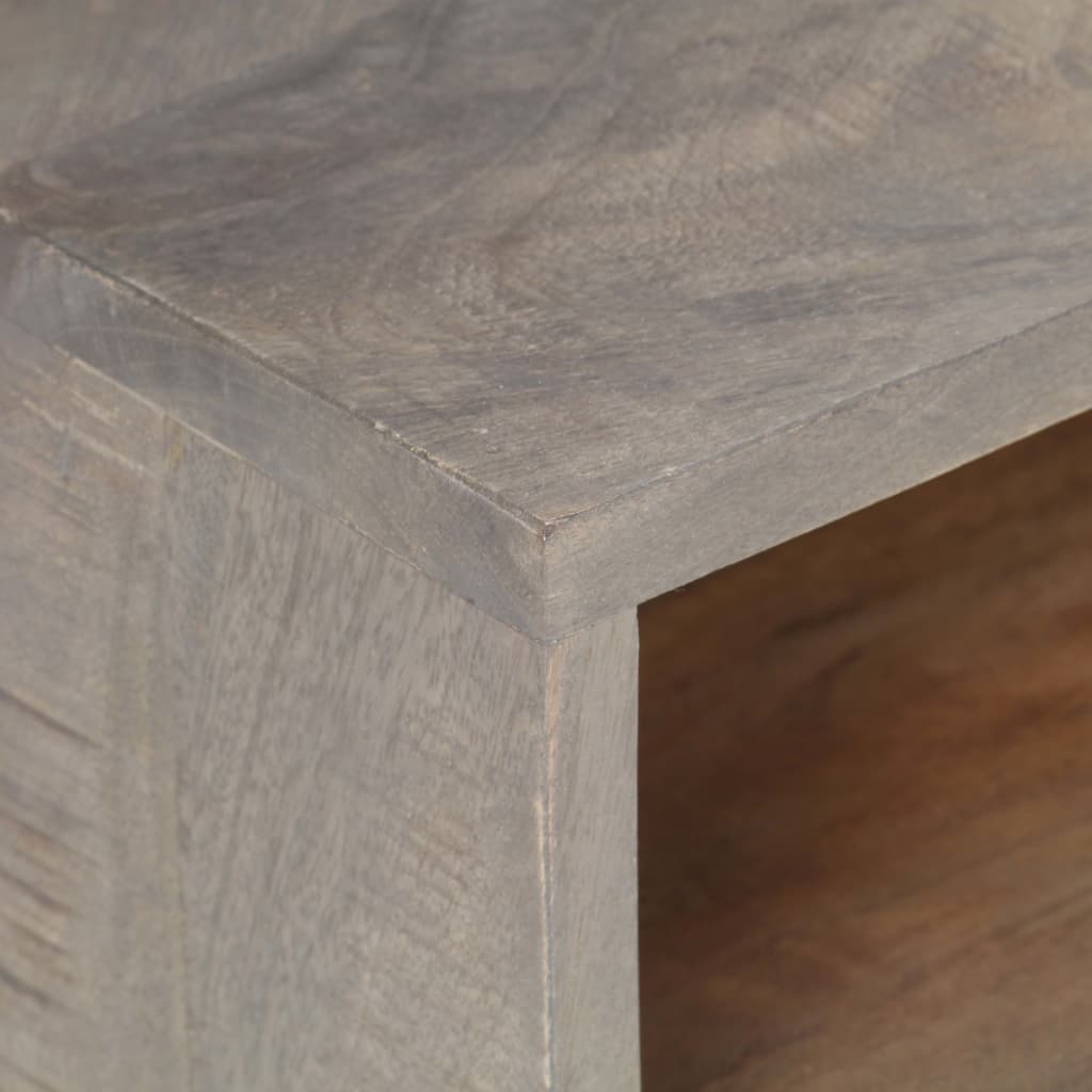 Tv Stolek Šedý 130 X 35 X 51 Cm Masivní Hrubý Mangovník Přírodní
