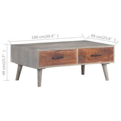 Konferenční Stolek Šedý 100X60X40 Cm Masivní Hrubý Mangovník