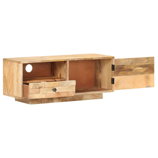 Tv Stolek 92 X 30 X 35 Cm Masivní Mangovníkové Dřevo Krémová