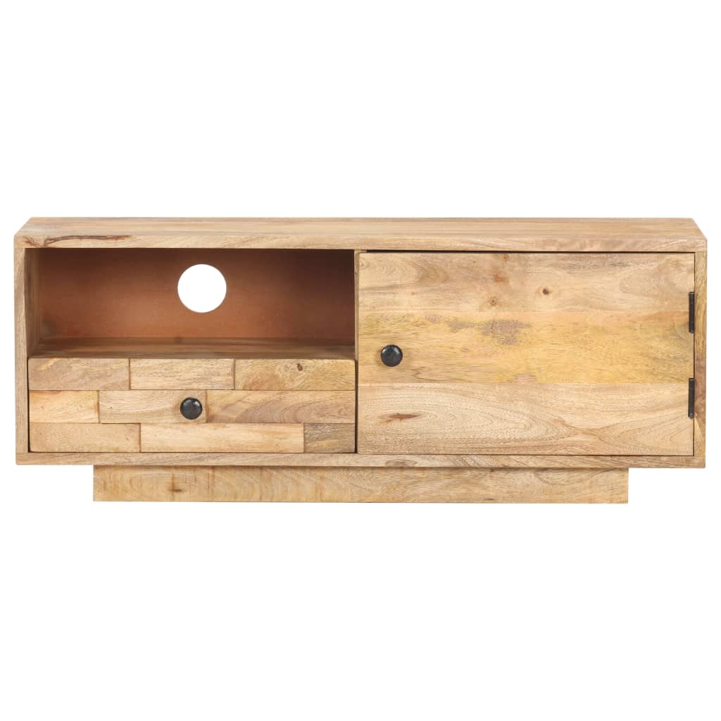 Tv Stolek 92 X 30 X 35 Cm Masivní Mangovníkové Dřevo Krémová