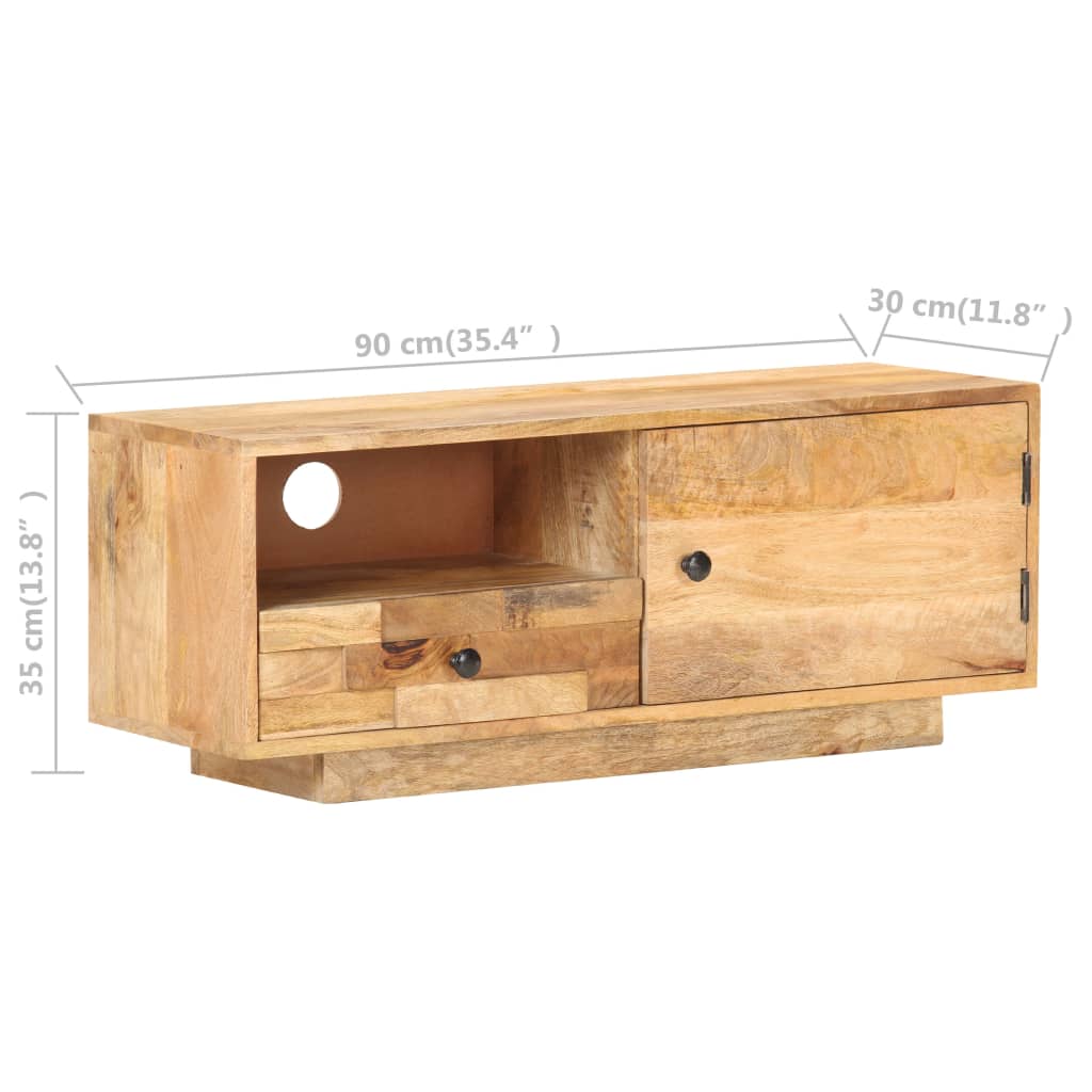 Tv Stolek 92 X 30 X 35 Cm Masivní Mangovníkové Dřevo Krémová