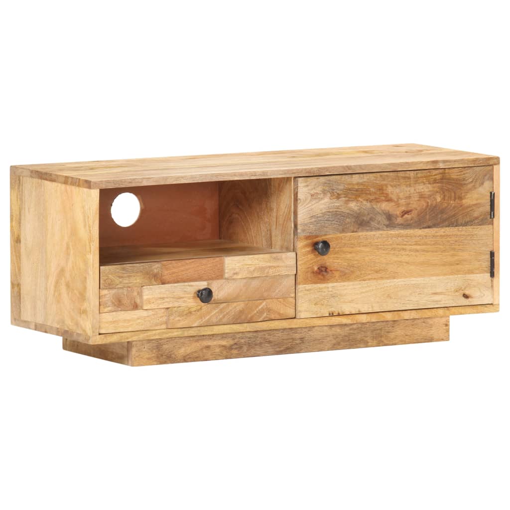 Tv Stolek 92 X 30 X 35 Cm Masivní Mangovníkové Dřevo Krémová