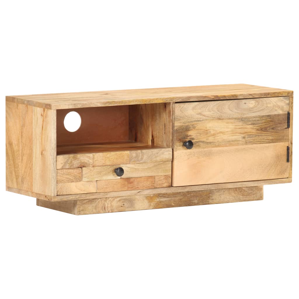 Tv Stolek 92 X 30 X 35 Cm Masivní Mangovníkové Dřevo Krémová