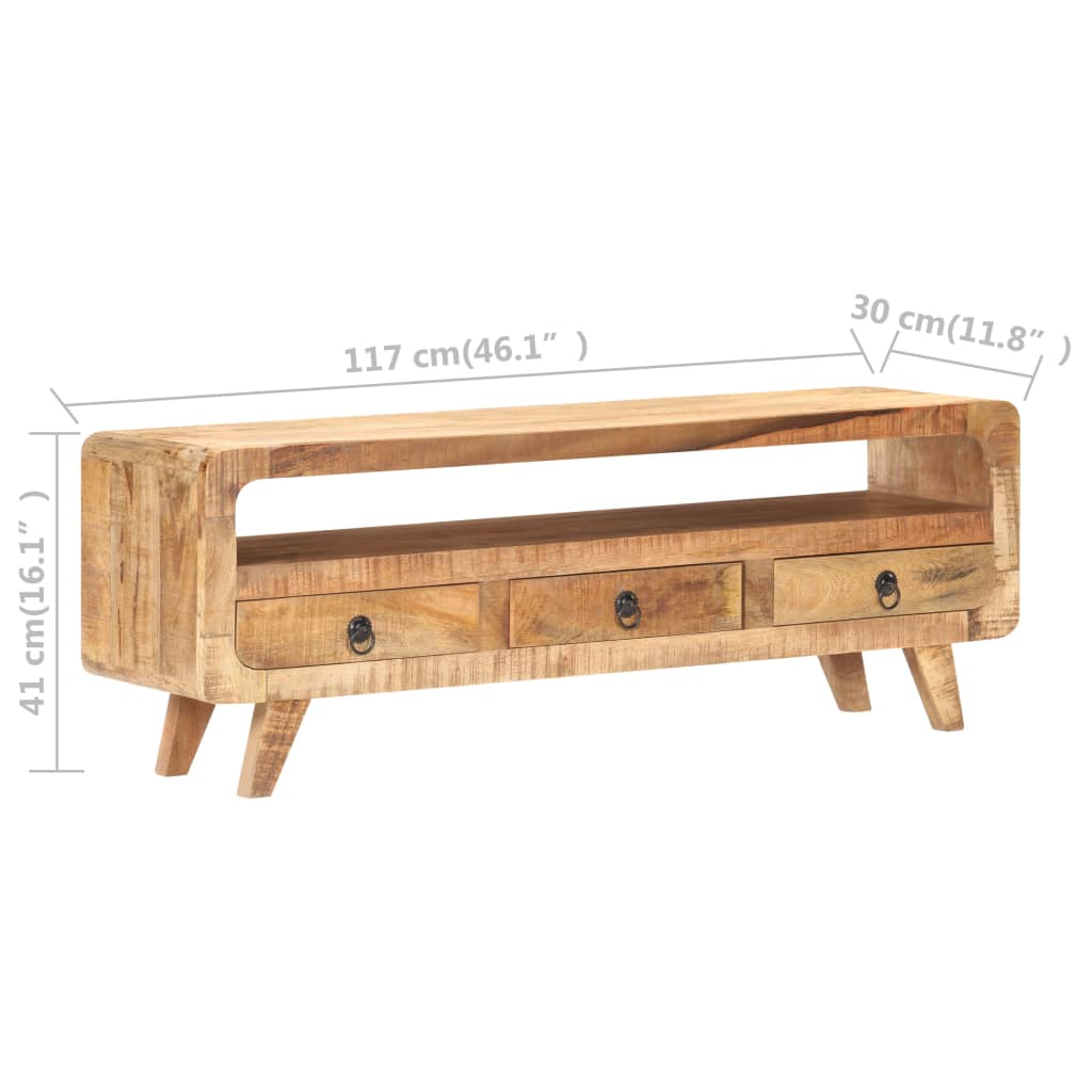 Tv Stolek 117 X 30 X 41 Cm Masivní Hrubé Mangovníkové Dřevo