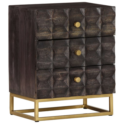 Noční Stolek Černý Masivní Mangovníkové Dřevo