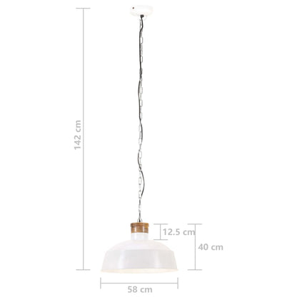 Industriální Závěsné Svítidlo 58 Cm Bílé E27