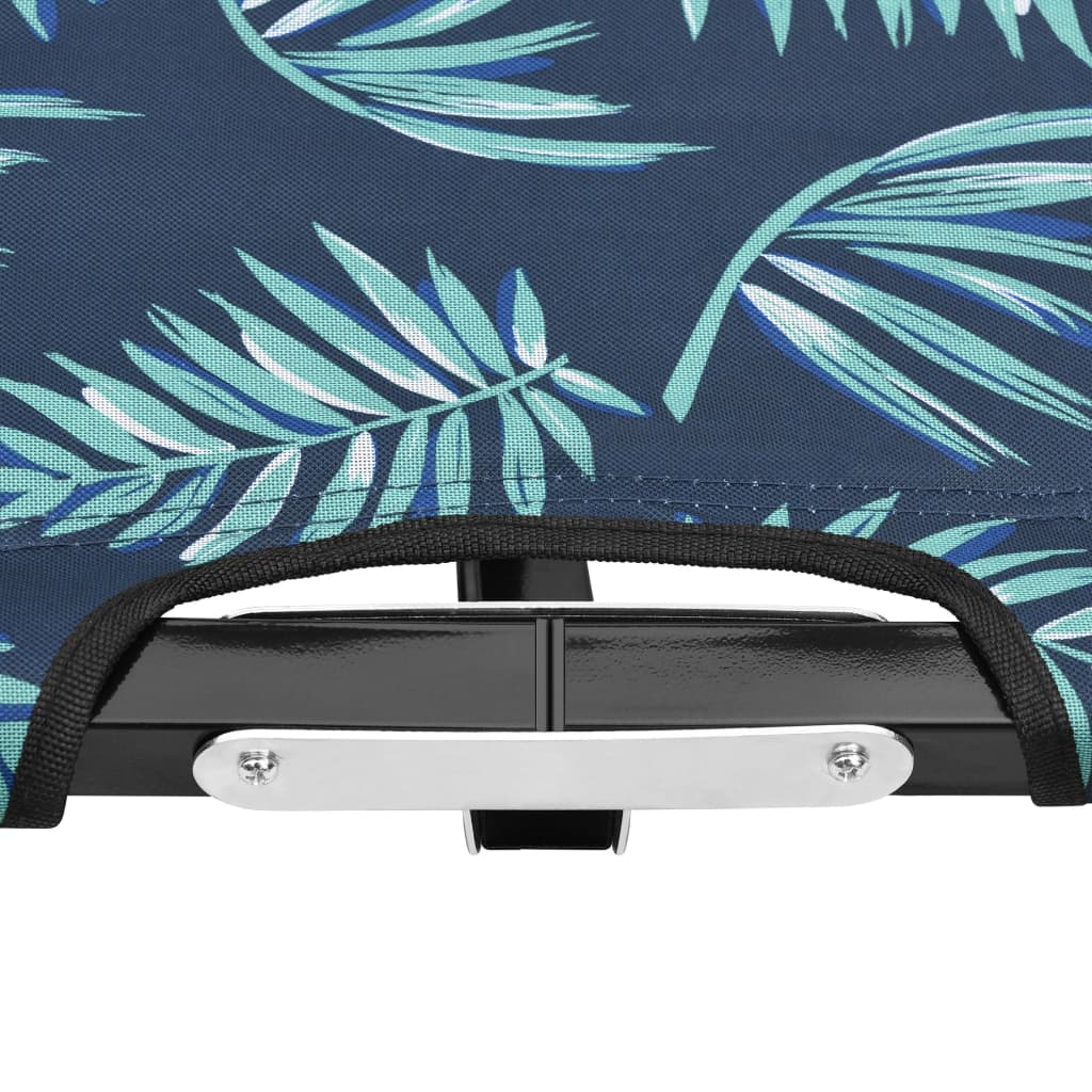 2Místné Skládací Opalovací Lehátko Potisk S Listy Ocel