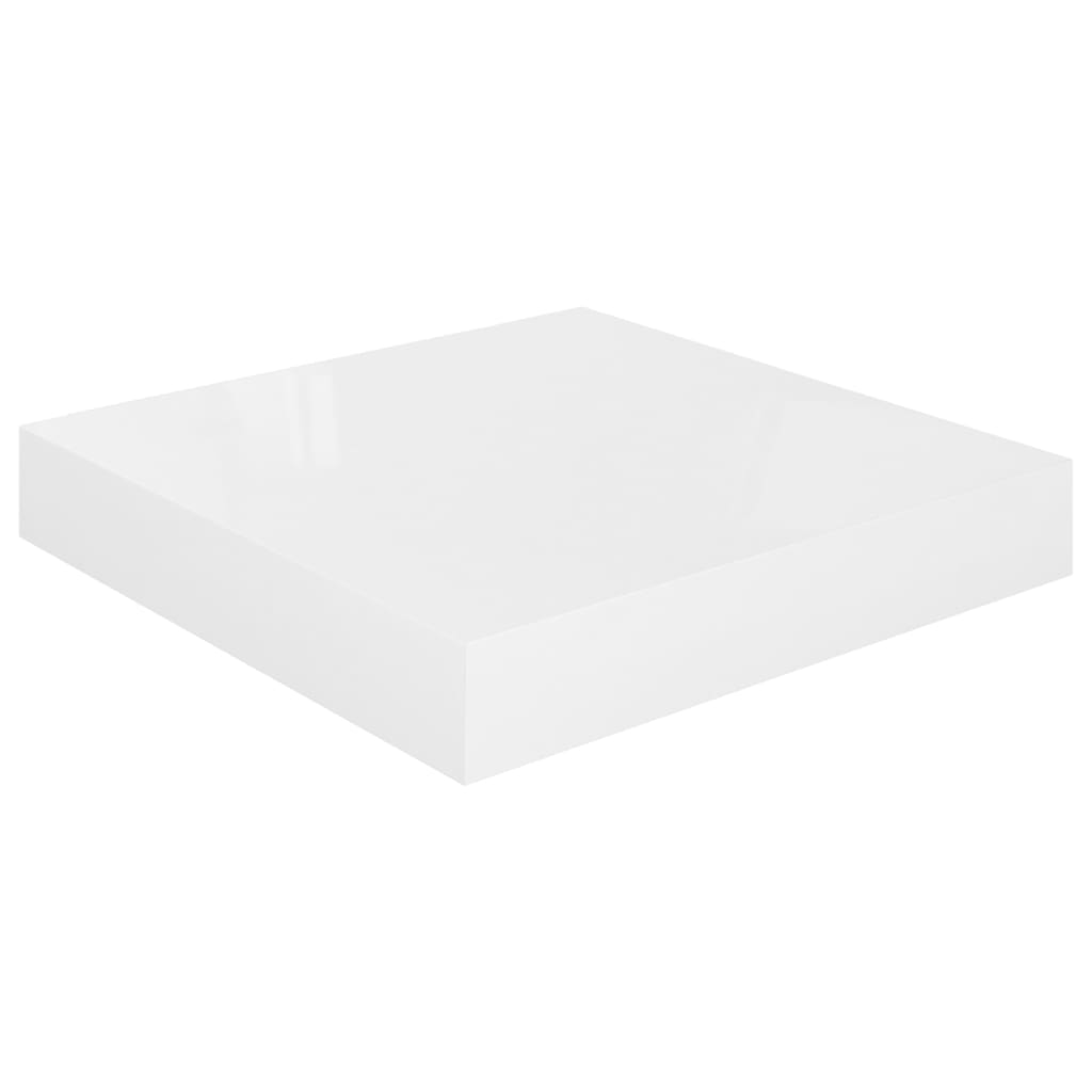Plovoucí Nástěnná Police Bílá Vysoký Lesk 23X23,5X3,8 Cm Mdf Bílá S Vysokým Leskem
