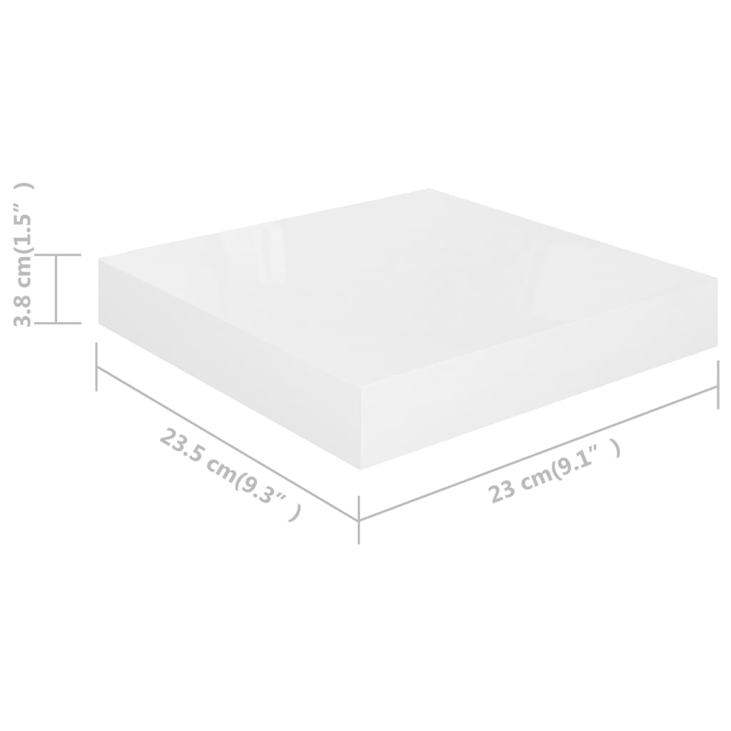 Plovoucí Nástěnná Police Bílá Vysoký Lesk 23X23,5X3,8 Cm Mdf Bílá S Vysokým Leskem