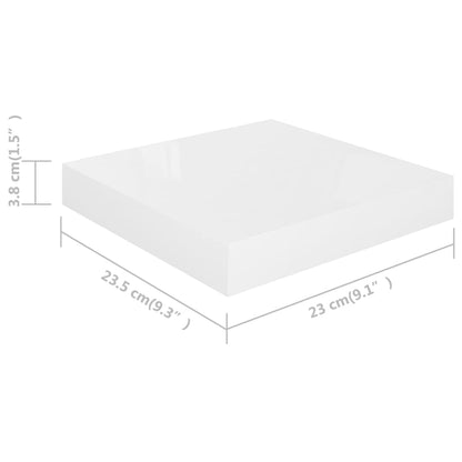 Plovoucí Nástěnná Police Bílá Vysoký Lesk 23X23,5X3,8 Cm Mdf Bílá S Vysokým Leskem