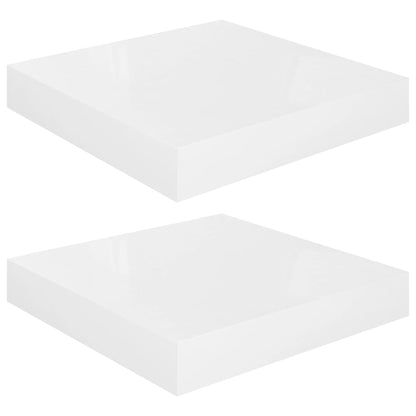 Plovoucí Nástěnné Police 2 Ks Lesklé Bílé 23X23,5X3,8 Cm Mdf Bílá S Vysokým Leskem
