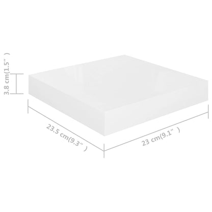 Plovoucí Nástěnné Police 2 Ks Lesklé Bílé 23X23,5X3,8 Cm Mdf Bílá S Vysokým Leskem