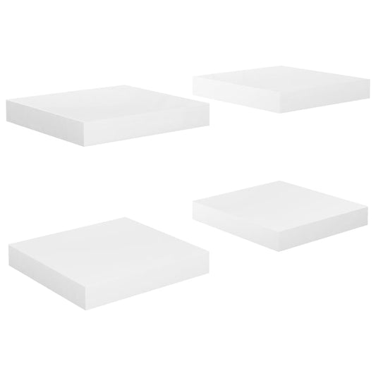 Plovoucí Nástěnné Police 4 Ks Lesklé Bílé 23X23,5X3,8 Cm Mdf Bílá S Vysokým Leskem